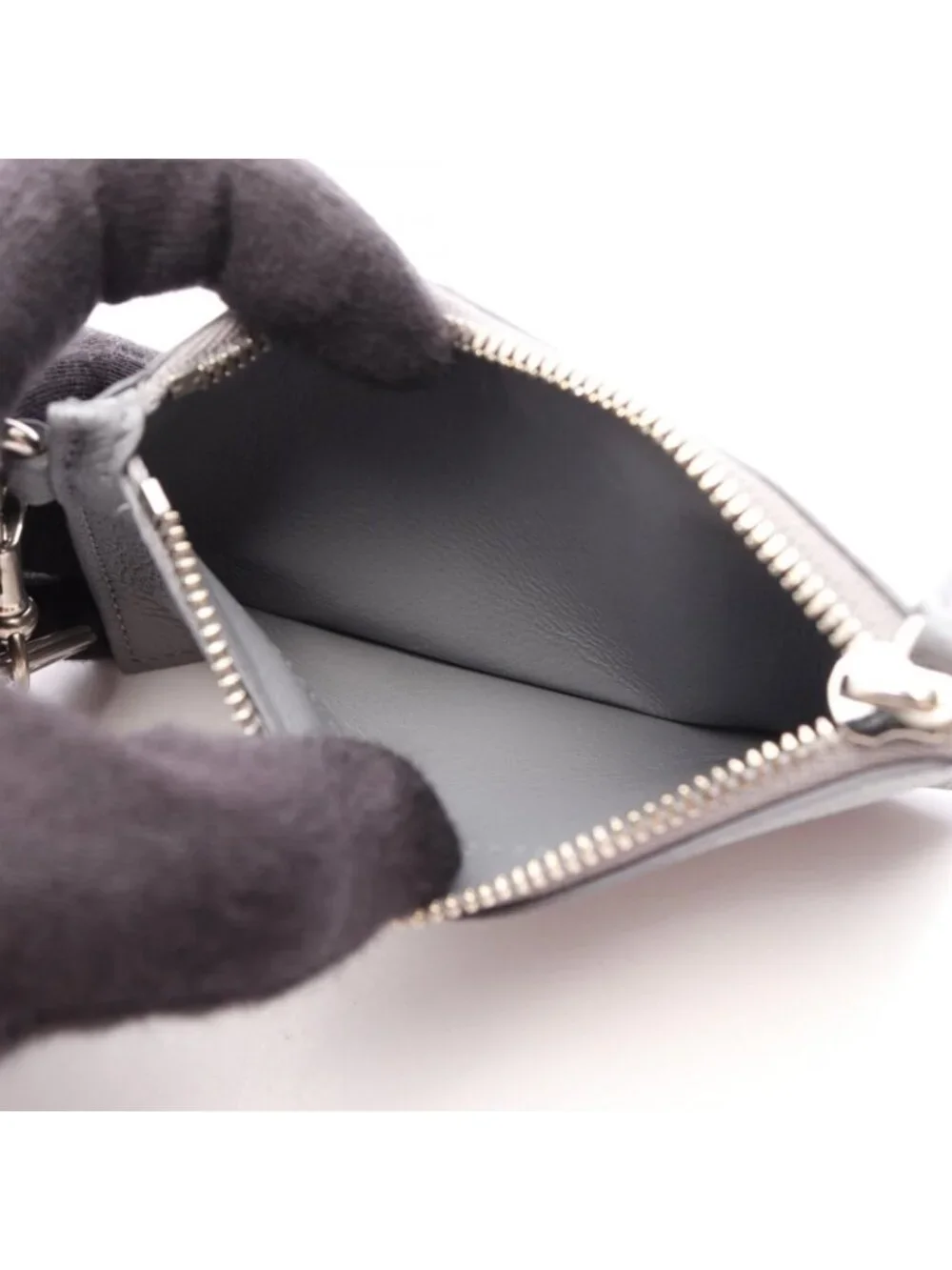 Balenciaga Coin Purse Cash Gray White Leather Fragment Case